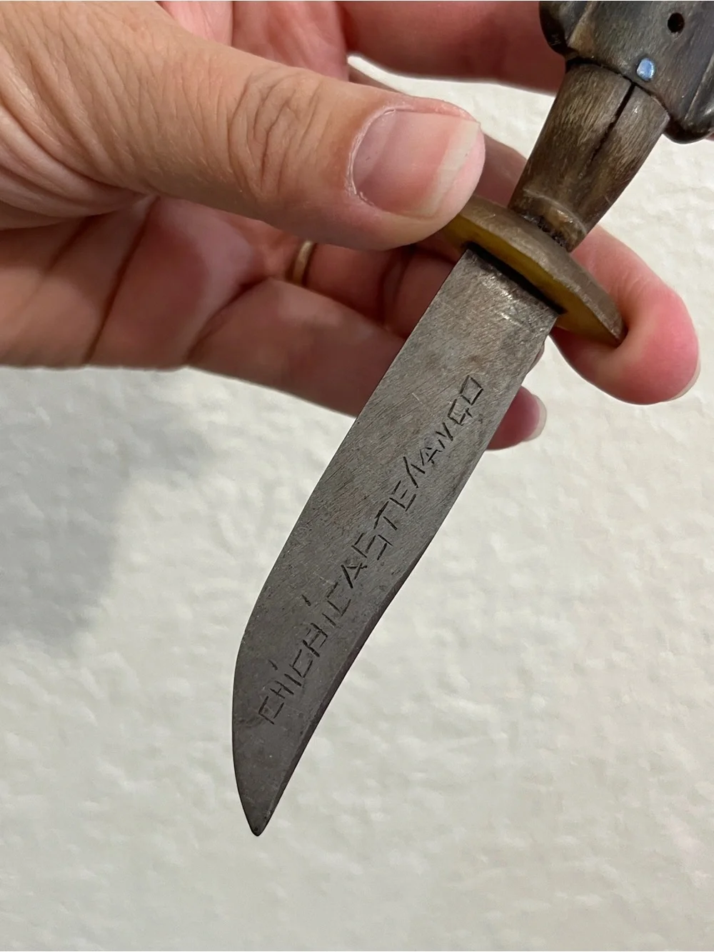 Vintage Mayan Handmade Knife Chichicastenango Guatemala Horn Carved
